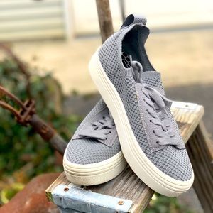 Dolce Vita platform elastic mesh gray sneakers gym shoes like new.